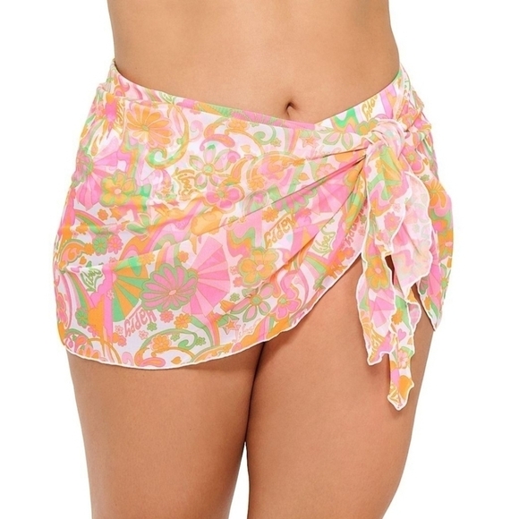 Juniors Ninty-Nine° Wrap Sarong Swim Cover-up Women's One Size Pink orange NWT - Picture 1 of 7